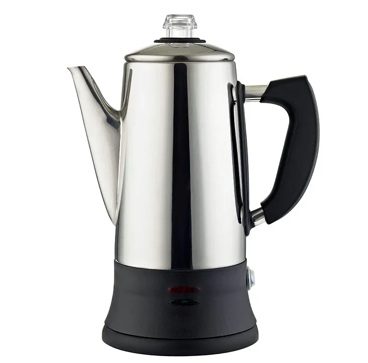 1.8L Electric Coffee Percolator 12 Cup Stainless Steel Coffee Pot with Keep Warm Function Reusable Filter Basket Coffee Maker