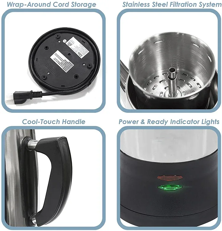 1.8L Electric Coffee Percolator 12 Cup Stainless Steel Coffee Pot with Keep Warm Function Reusable Filter Basket Coffee Maker