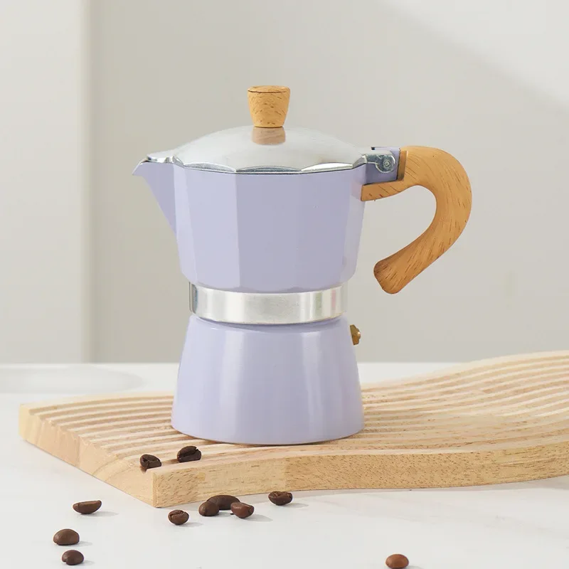 Electric Octagonal 3 Cup Black Coffee Maker Double Valve Moka Coffee Pot Espresso Aluminum Alloy Stainless Steel Moka Pot Set