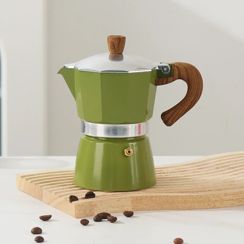 Electric Octagonal 3 Cup Black Coffee Maker Double Valve Moka Coffee Pot Espresso Aluminum Alloy Stainless Steel Moka Pot Set