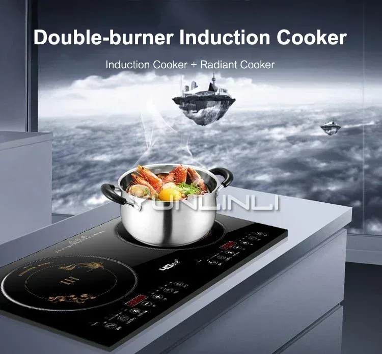 Double-Stove Induction Cooker Household Embedded Panel Cooktop Stove And Ceramic Stove Embedded Dual-Use Independent Control