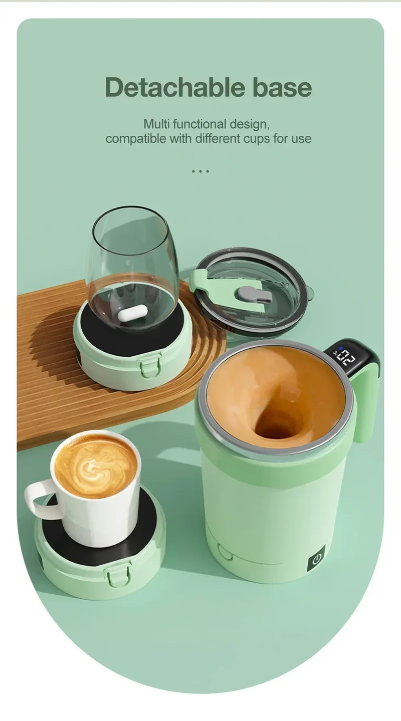 Detachable Automatic Mixing Coffee Cup Intelligent Temperature Measuring Rechargeable Mug Suitable for Office/Kitchen/Travel