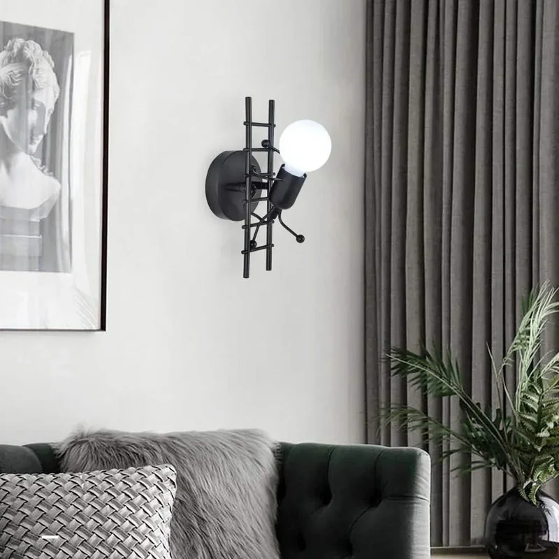 Creative Cartoon Wall Light, Metal Bedside Lamps for Kidsroom Livingroom Dinningroom E27 Bulb not Included
