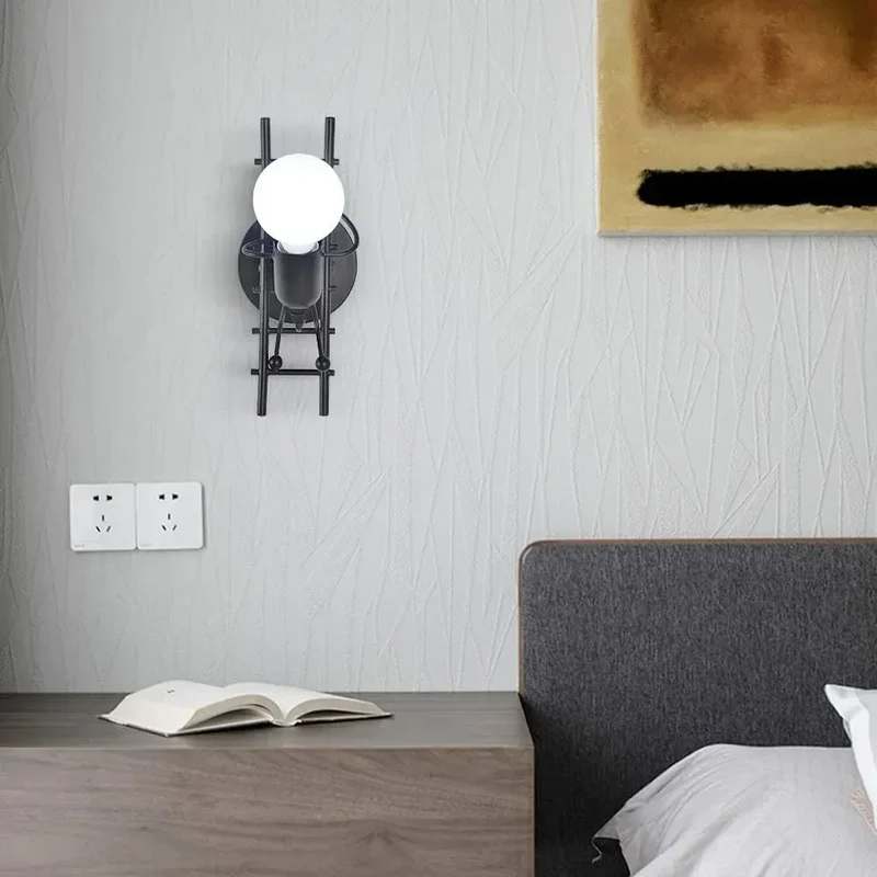 Creative Cartoon Wall Light, Metal Bedside Lamps for Kidsroom Livingroom Dinningroom E27 Bulb not Included