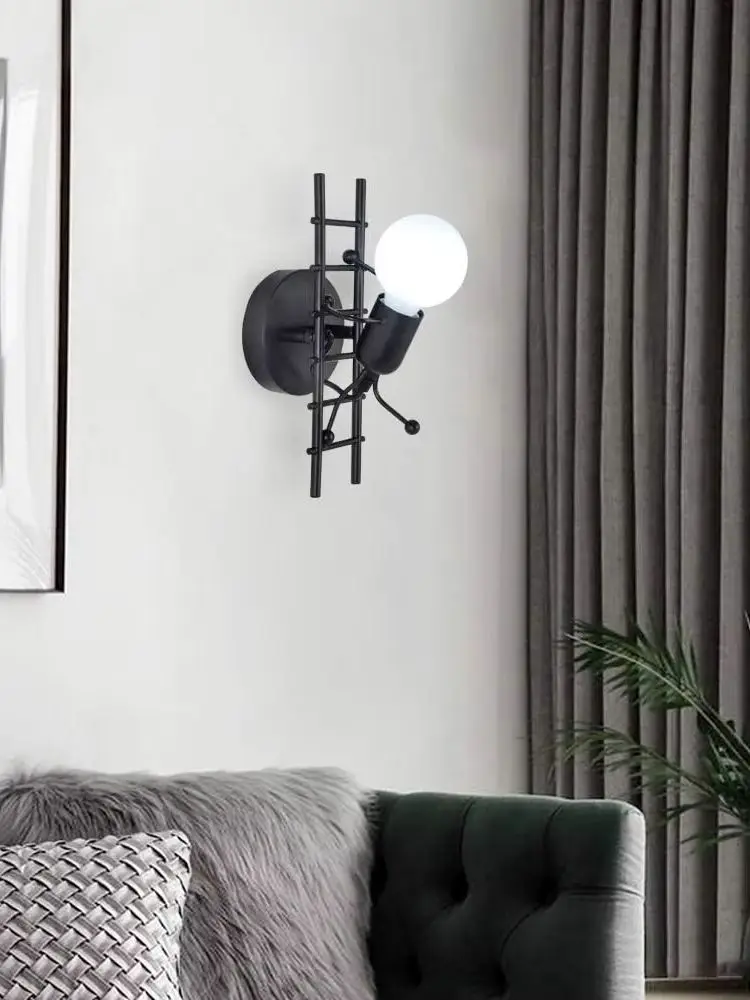 Creative Cartoon Wall Light, Metal Bedside Lamps for Kidsroom Livingroom Dinningroom E27 Bulb not Included