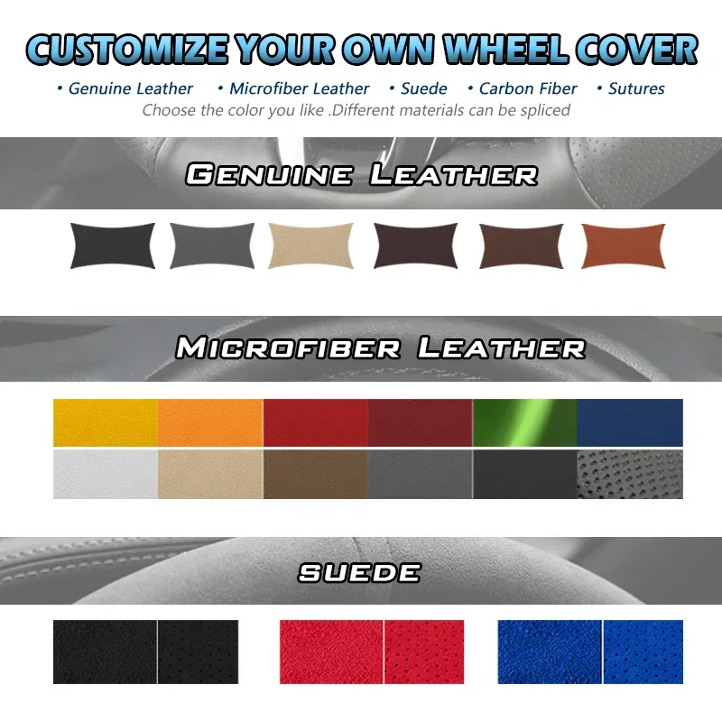 Custom Car Steering Wheel Cover for Honda Fit City 2009-2013 Jazz 2009-2013 Insight 2010 2011 2012 2013 2014 Interior