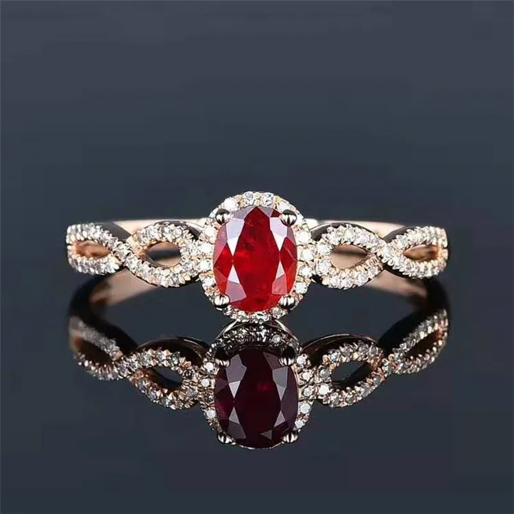 SGARIT Dropping Shipping Gemstone Jewelry Pure 18k Gold 0.42ct Pigeon Blood Red Natural Ruby Rings Jewelry Women Wedding