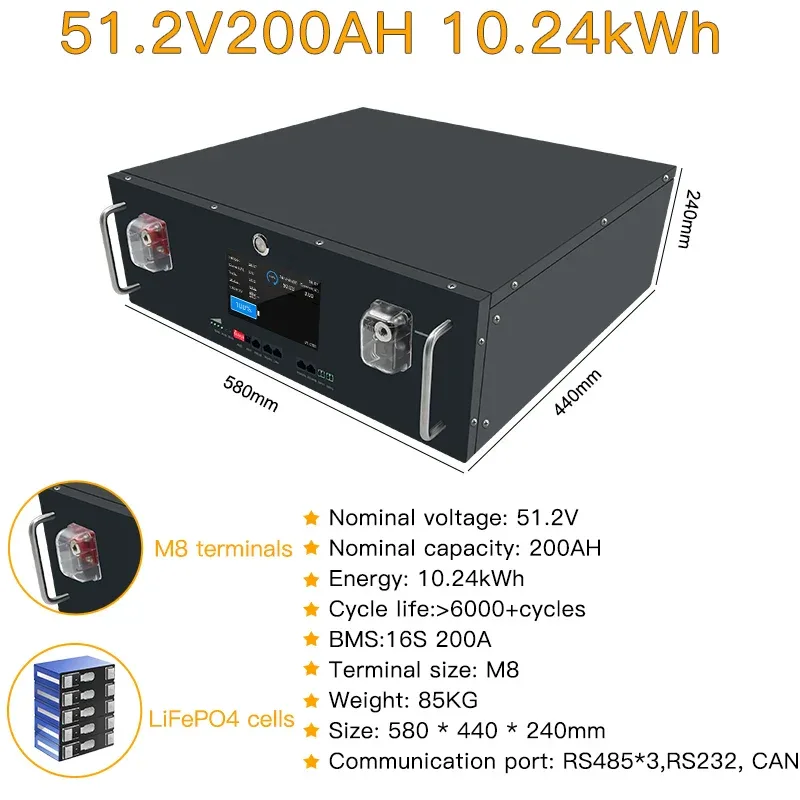 48V51.2V200Ah Lifepo4 Lithium Battery 10kWh Lithium Iron Phosphate Lifepo4 Battery Home Energy Storage Rack Battery Pack