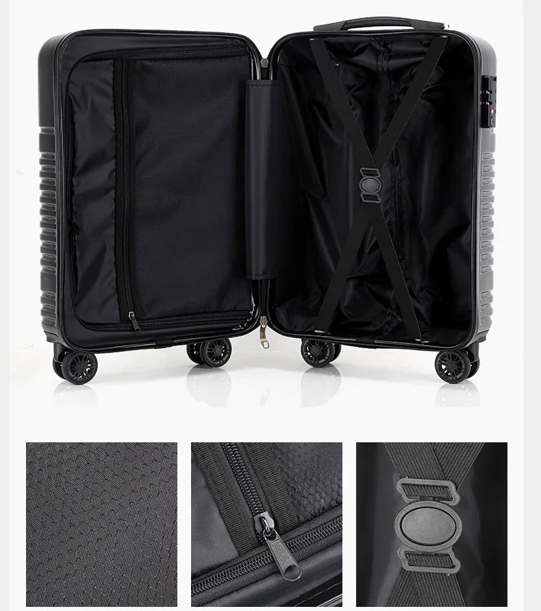 Female Customizable Ultralight Zipper Luggage Case Small Foldable Suitcase with Mute Spinner Wheel Password Box Made From PC