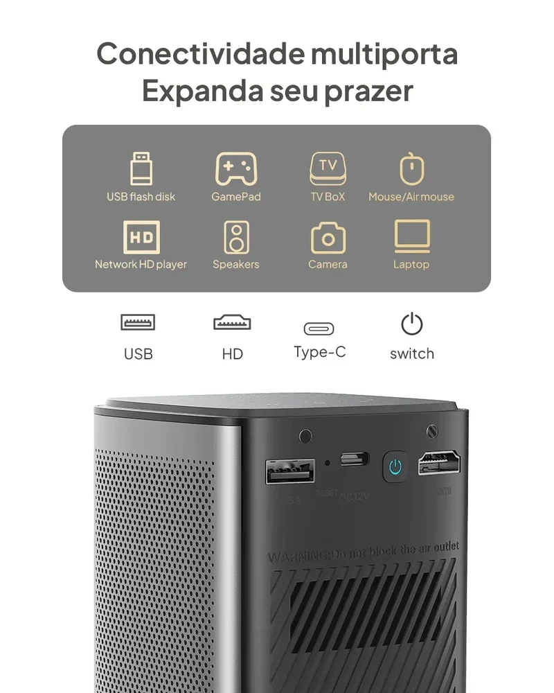 BYINTEK P70X Portable Mini Projector with Built-in Battery 4K Support 3D Wifi for Outdoor Movie Night Home Theater Projectors