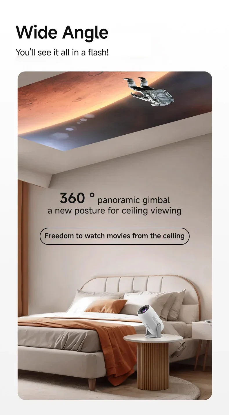 Lenovo Portable 4K Projector 100M Android 12 WIFI 6 TOF No-Sense Auto Focus Outdoor Full HD Projector Video Movie Home Theater