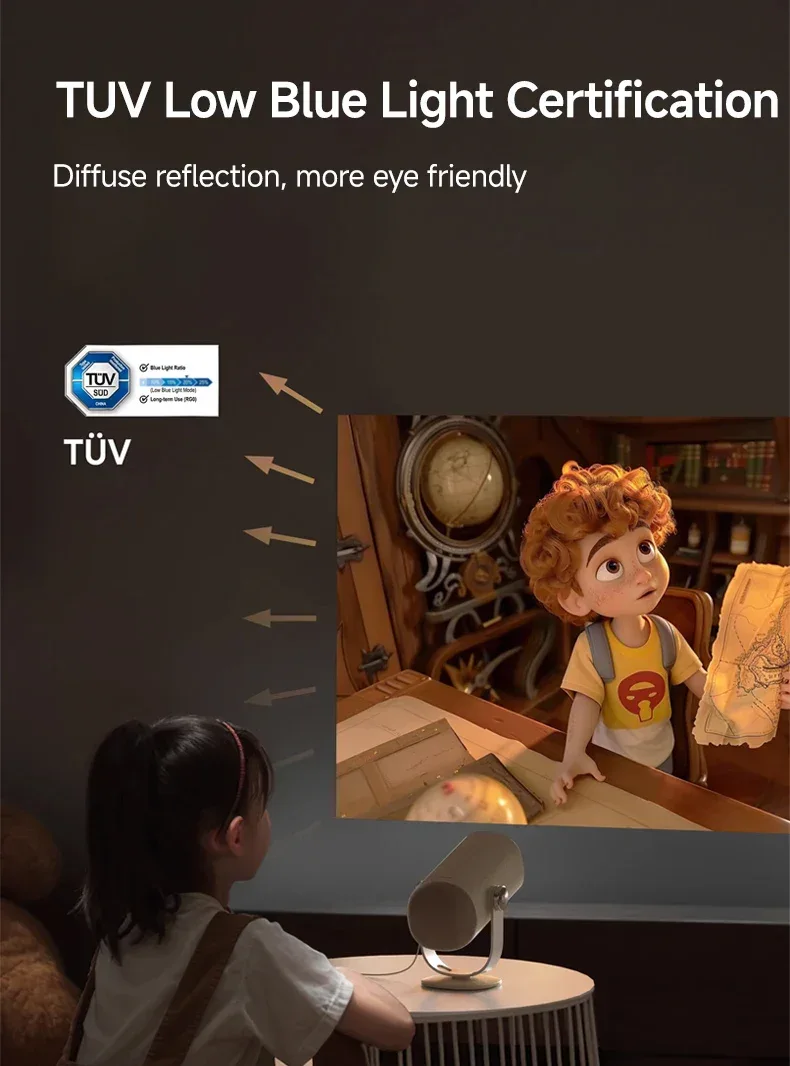 Lenovo Portable 4K Projector 100M Android 12 WIFI 6 TOF No-Sense Auto Focus Outdoor Full HD Projector Video Movie Home Theater