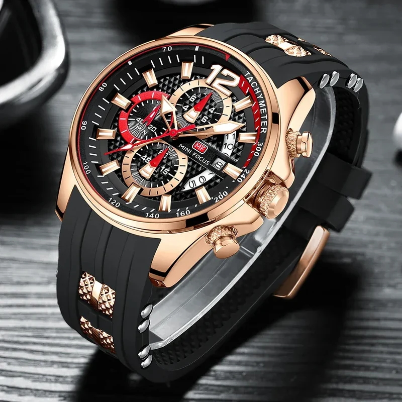 MINIFOCUS Watch Brand Luxury Analog Quartz Sport Men Watches Mens Silicone Waterproof Date Fashion WristWatch Relogio Masculino