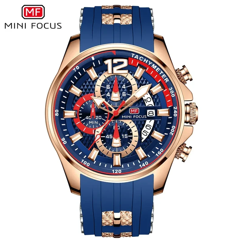 MINIFOCUS Watch Brand Luxury Analog Quartz Sport Men Watches Mens Silicone Waterproof Date Fashion WristWatch Relogio Masculino