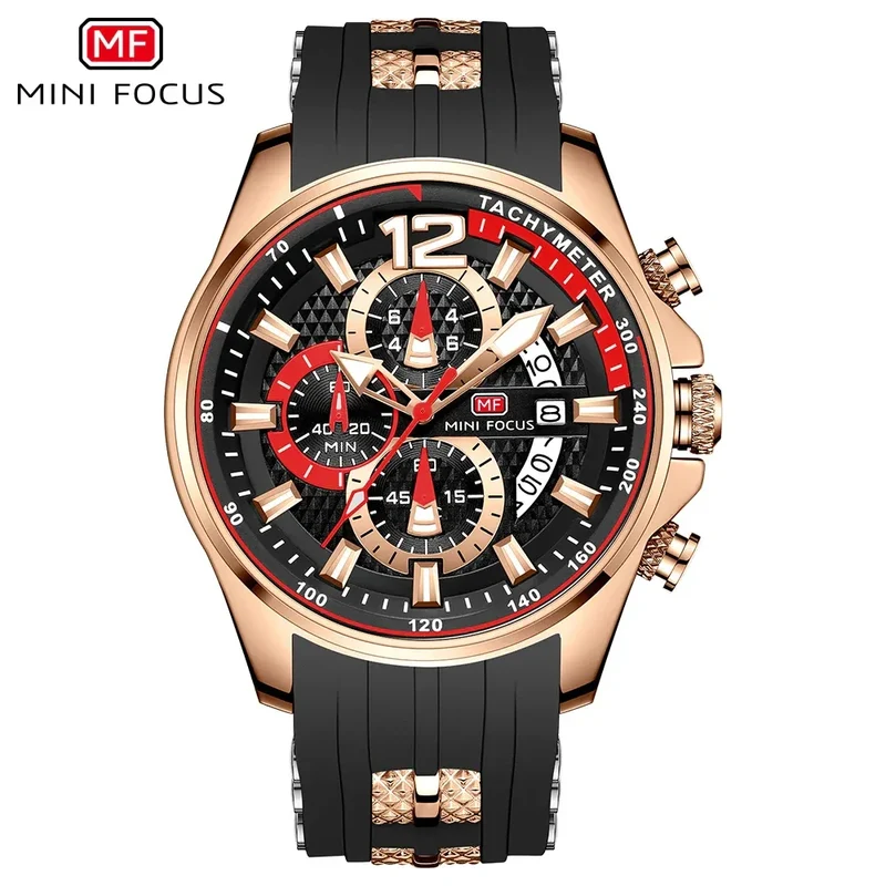 MINIFOCUS Watch Brand Luxury Analog Quartz Sport Men Watches Mens Silicone Waterproof Date Fashion WristWatch Relogio Masculino