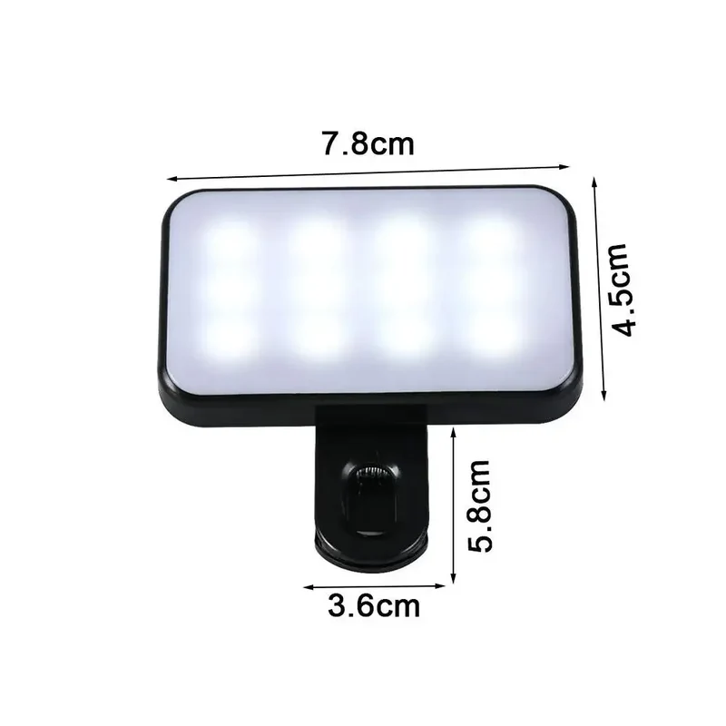 New Portable Mini Selfie Fill Light 3 Modes Adjustable Brightness Rechargeable Clip On For Mobile Phone Laptop Live Video Light