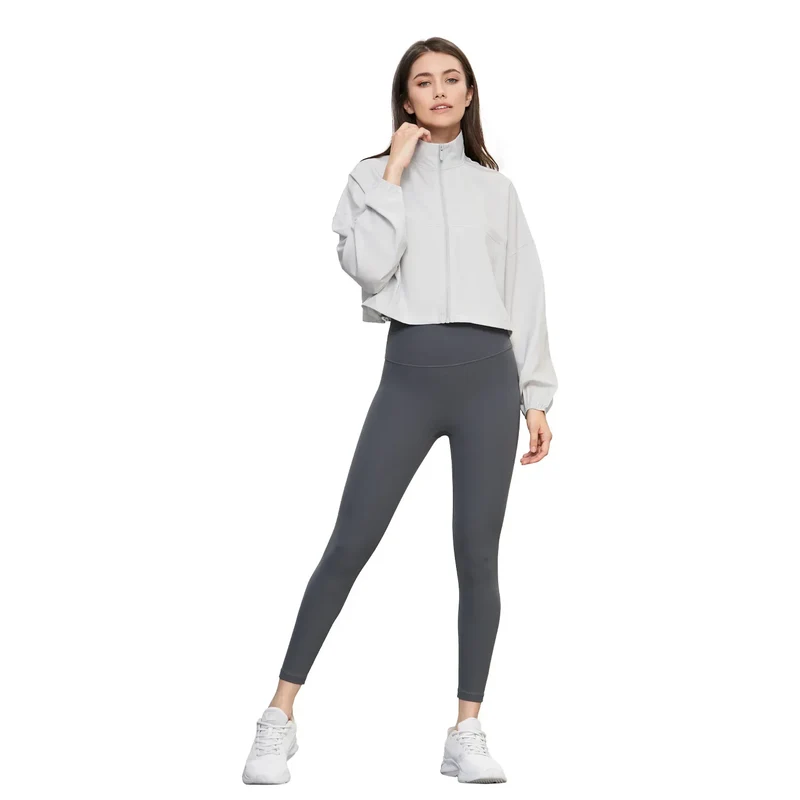 Custom logo Loose Fitness Summer Cool Feel UPF 50+ Stand Collar Drawstring Zip up Quick Dry Running Yoga Sports Jacket for Women