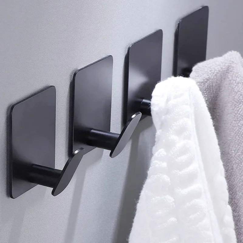 4pc/2pc bathroom clothes hooks, adhesive wall hooks, stainless steel towel racks, bathroom kitchen hardware, multi-purpose hooks