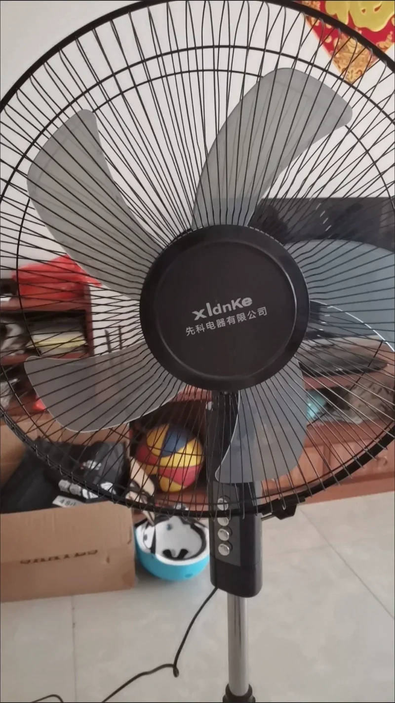 Household Silent Remote Control Standing Fan-5-Blade Powerful Oscillating Fan with Energy-Saving Motor, Adjustable Height