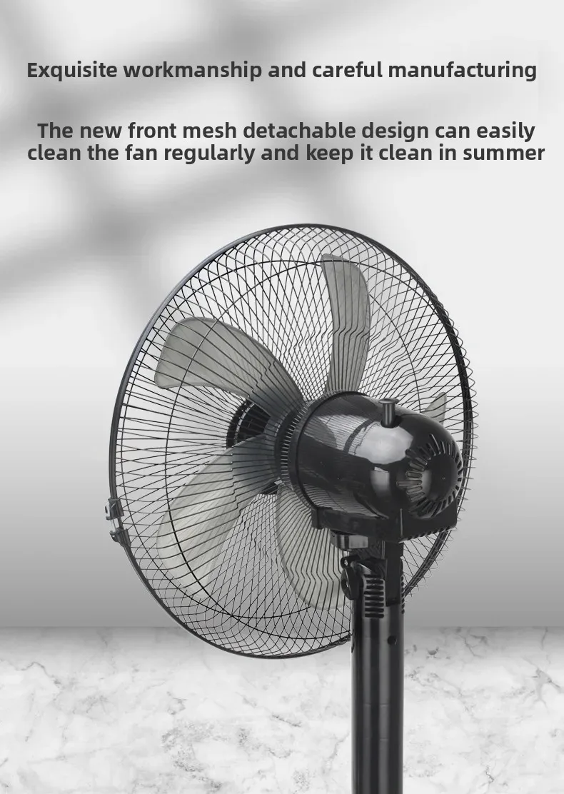 Household Silent Remote Control Standing Fan-5-Blade Powerful Oscillating Fan with Energy-Saving Motor, Adjustable Height