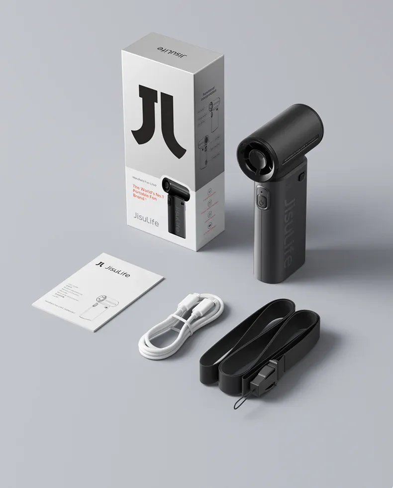 JISULIFE Handheld Turbo Fan,Super Strong Wind,5 Speeds,Long Battery Life,5000mAh,USB Rechargeable,Multipurpose Pocket fan