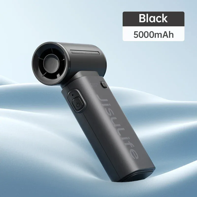 JISULIFE Handheld Turbo Fan,Super Strong Wind,5 Speeds,Long Battery Life,5000mAh,USB Rechargeable,Multipurpose Pocket fan