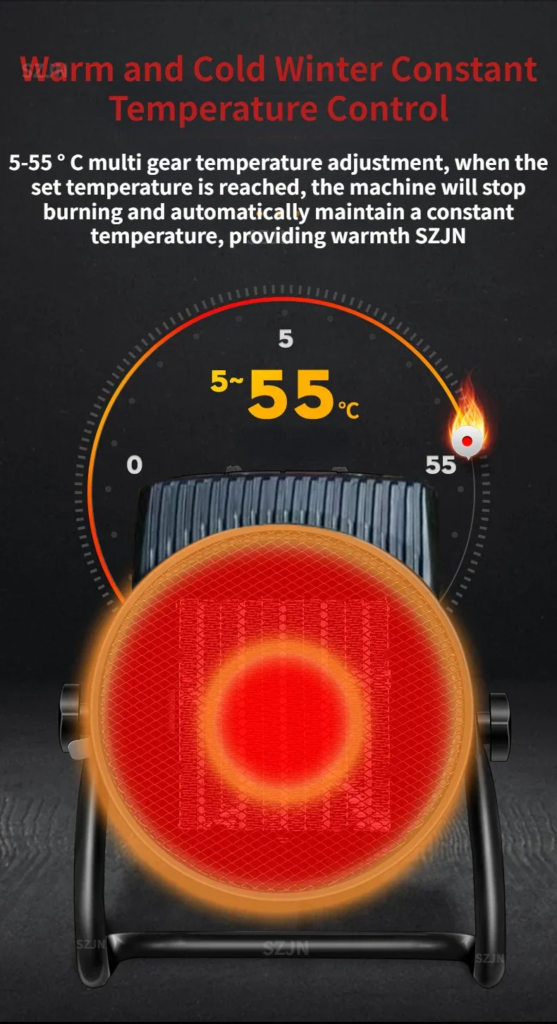 Industrial Portable Electric Heater Blower Natural Hot wind Adjustable Ceramic Heating Stove Radiator Thermal Air Warmer