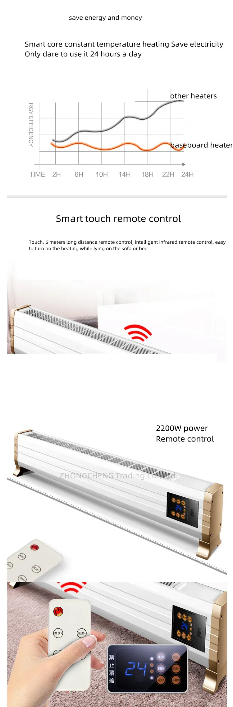 Baseboard heater household electric radiator energy-saving power-saving speed heat electric heater convection heater