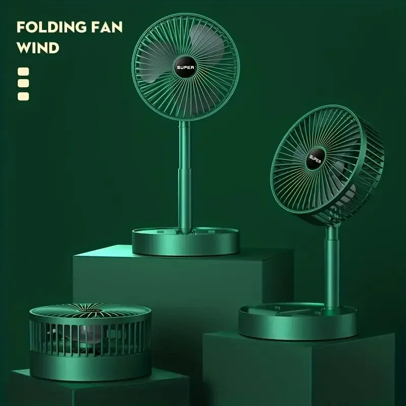 Stand Fan, 6 Inch Folding Portable Telescopic Floor/USB with Rechargeable Battery,3 Speeds Super Quiet Adjustable Height