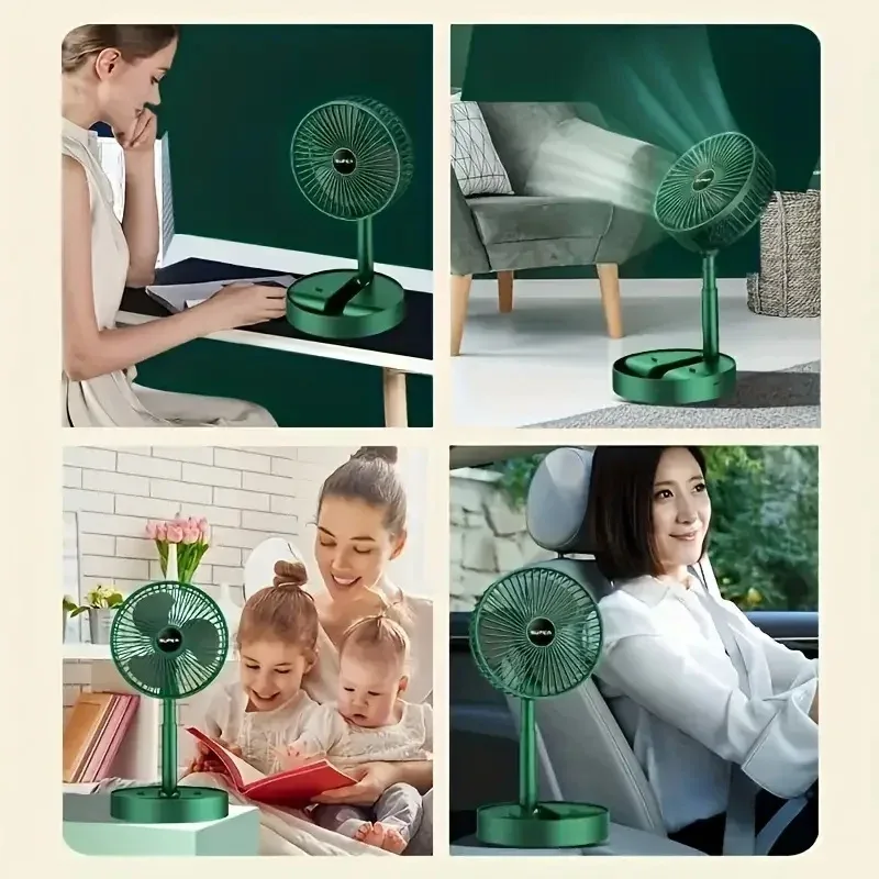 Stand Fan, 6 Inch Folding Portable Telescopic Floor/USB with Rechargeable Battery,3 Speeds Super Quiet Adjustable Height