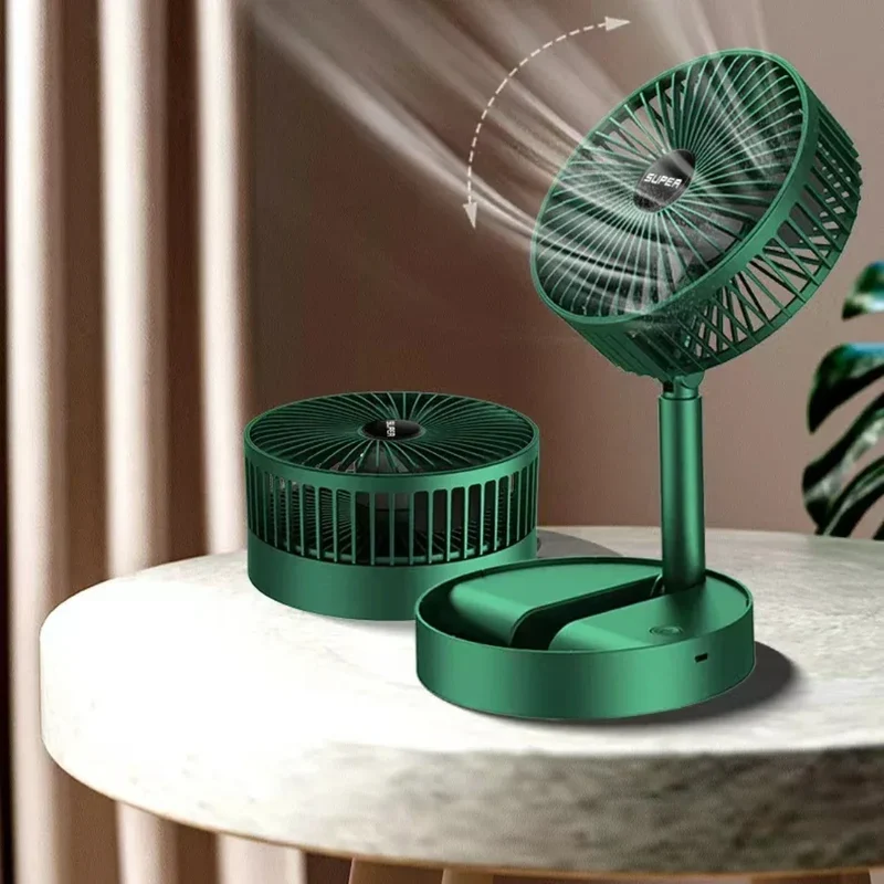 Stand Fan, 6 Inch Folding Portable Telescopic Floor/USB with Rechargeable Battery,3 Speeds Super Quiet Adjustable Height