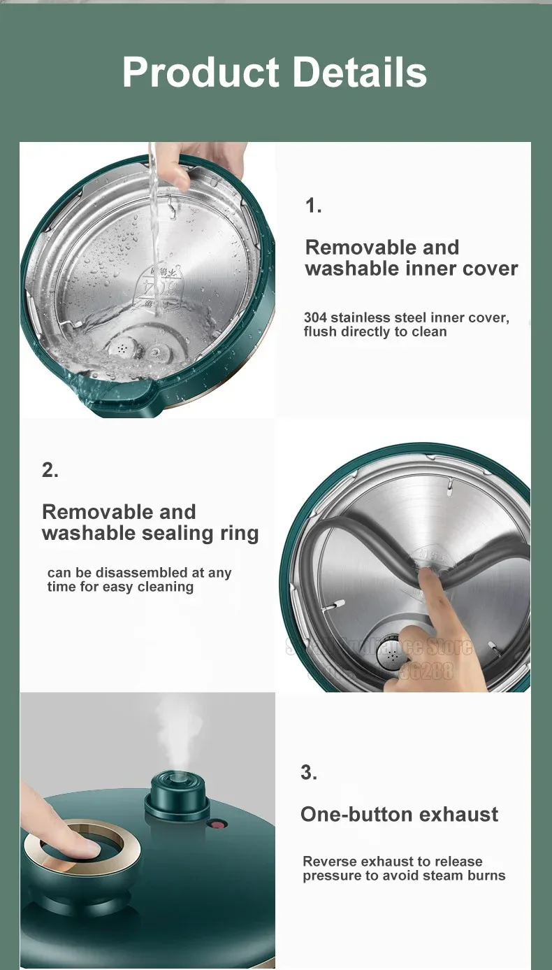 SUPOR 2.3L Electric Pressure Cooker Mini Rice Cooker Small Stainless Steel Electric Cooker High Quality Kitchen Appliances
