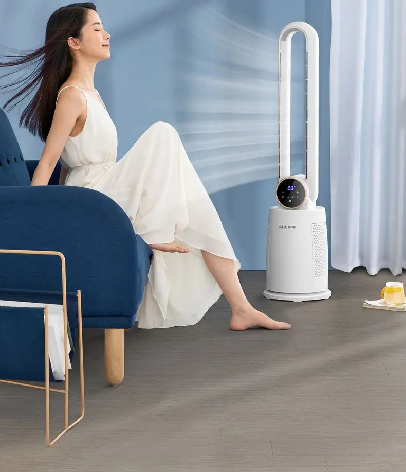 Bladeless Tower Fan with Remote Control 120° Oscillating Air Purifier for Baby Room/Dorm Quiet Floor Fan with Sterilization