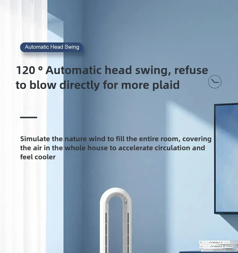 Bladeless Tower Fan with Remote Control 120° Oscillating Air Purifier for Baby Room/Dorm Quiet Floor Fan with Sterilization