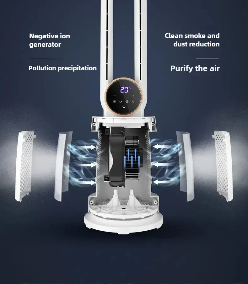 Bladeless Tower Fan with Remote Control 120° Oscillating Air Purifier for Baby Room/Dorm Quiet Floor Fan with Sterilization