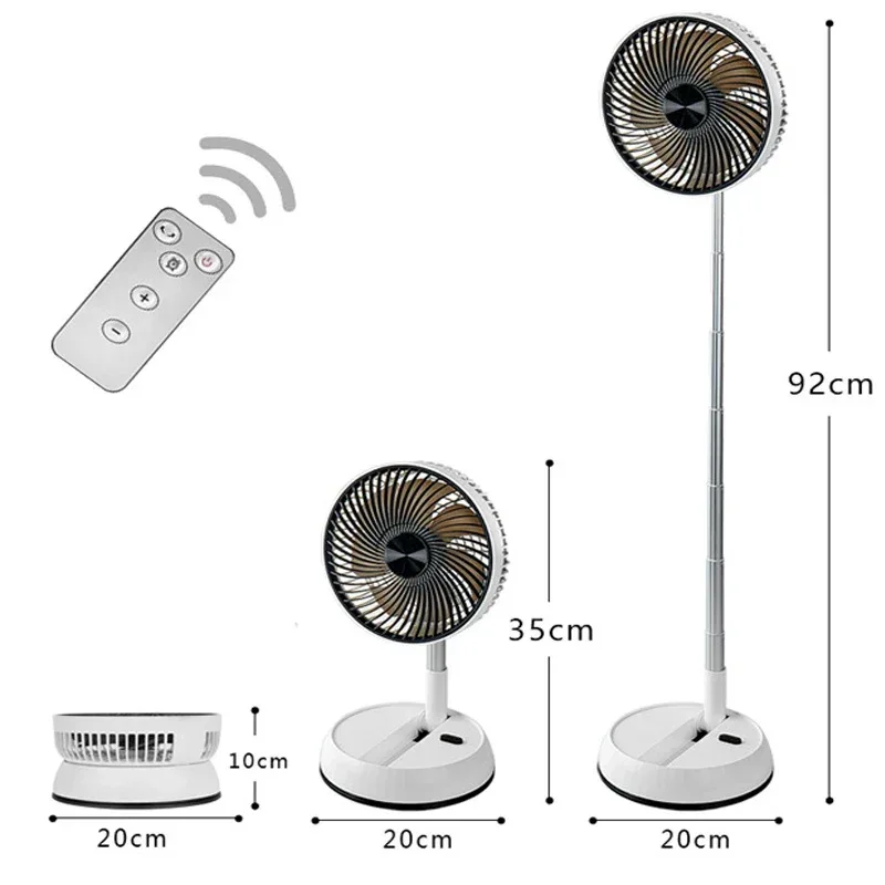 Portable Folding Fan 6000mAh USB Remote Control Air Cooler Silent Rechargeable Wireless Floor Standing Fan For Outdoor Home