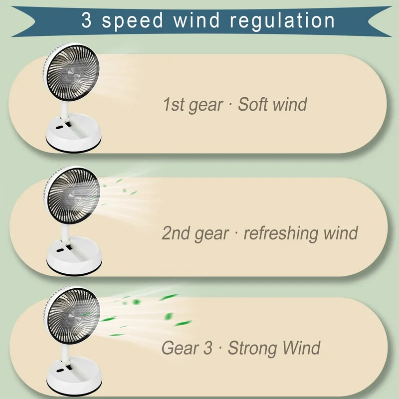 Portable Folding Fan 6000mAh USB Remote Control Air Cooler Silent Rechargeable Wireless Floor Standing Fan For Outdoor Home