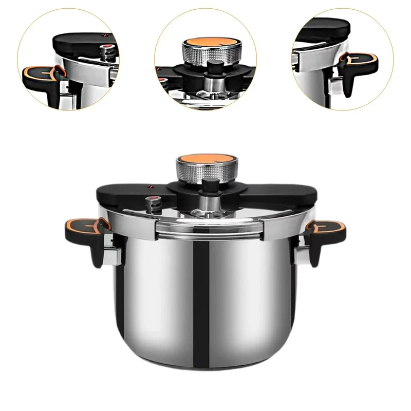 4/6/8L Explosion Proof Pressure Cooker 304 Stainless Steel Thickened Cooker Multifunctional Gas Stove Kitchen Pressure Pot