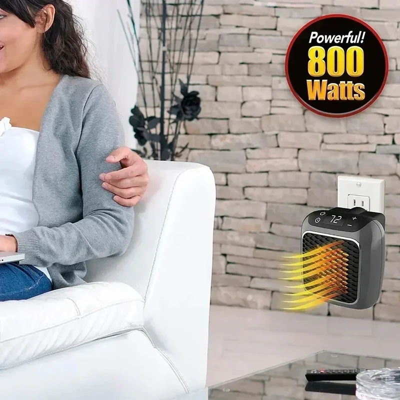 800W Mini Heater, PTC Ceramic Fast Heating Bathroom Heater with Remote Control, Wall Mounted Electric Heater for Indoor Use