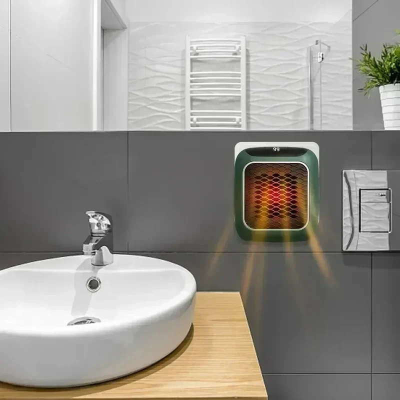 800W Mini Heater, PTC Ceramic Fast Heating Bathroom Heater with Remote Control, Wall Mounted Electric Heater for Indoor Use