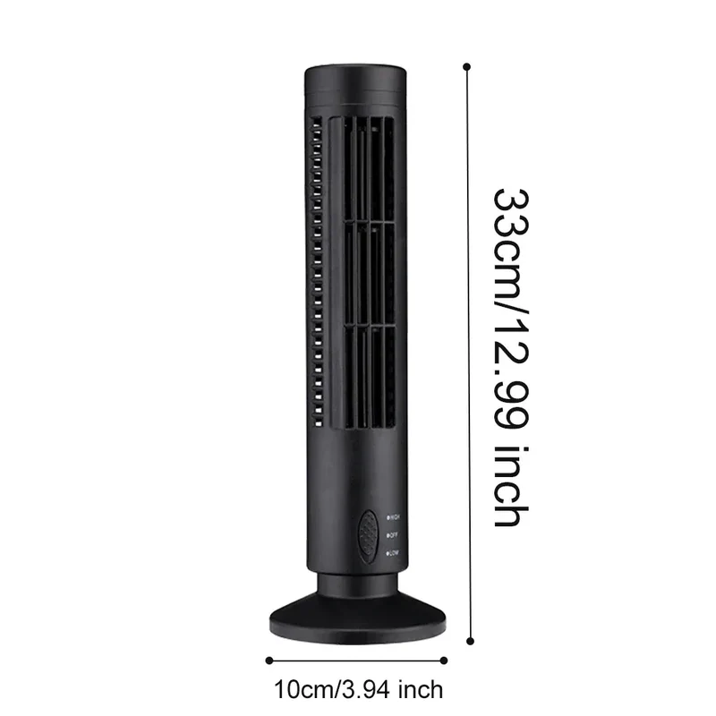 USB LED Tower Fan Bladeless Cooling Fan 2 Gear Speed Stand Up Tower Fan Portable Electric Floor Fan for Living Room Bedroom