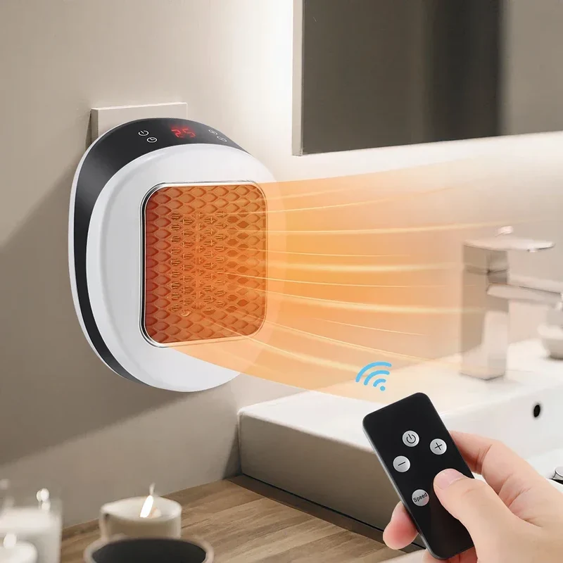 Plug In Heater Mini Electric Heater Warmer Wall Mounted Heater Fan for Home Office Dorm Room Radiator Remote Warmer Machine