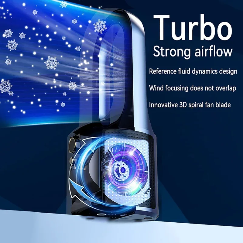 Electric Rechargeable Fan Bladeless Floor Standing Fan Cooling Child Safety Tower 2000mAh Fan Household Air Cooler 6 Gears