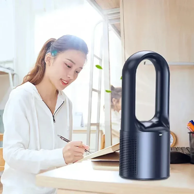 Electric Rechargeable Fan Bladeless Floor Standing Fan Cooling Child Safety Tower 2000mAh Fan Household Air Cooler 6 Gears