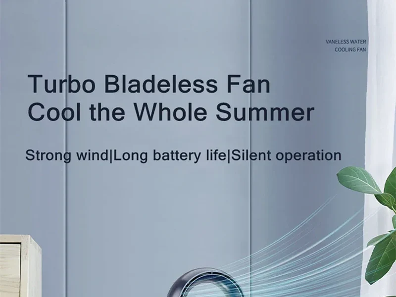 Electric Rechargeable Fan Bladeless Floor Standing Fan Cooling Child Safety Tower 2000mAh Fan Household Air Cooler 6 Gears