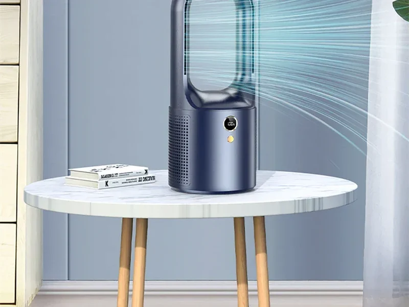 Electric Rechargeable Fan Bladeless Floor Standing Fan Cooling Child Safety Tower 2000mAh Fan Household Air Cooler 6 Gears