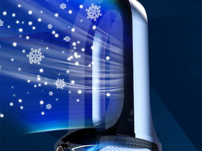 Electric Rechargeable Fan Bladeless Floor Standing Fan Cooling Child Safety Tower 2000mAh Fan Household Air Cooler 6 Gears