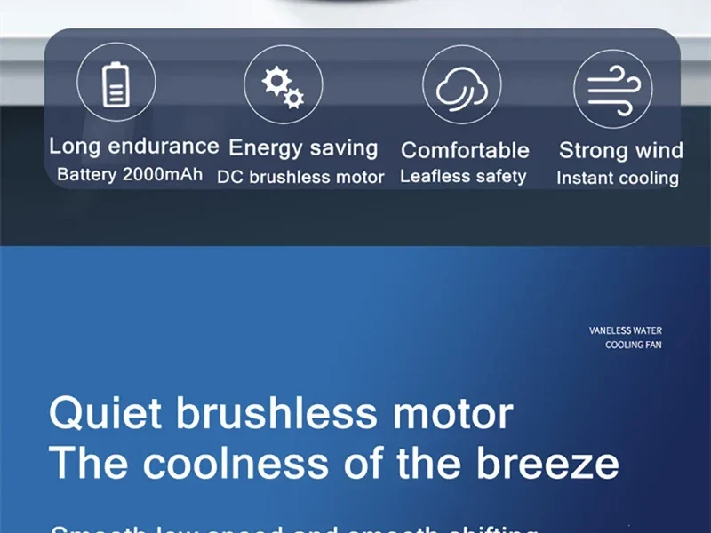 Electric Rechargeable Fan Bladeless Floor Standing Fan Cooling Child Safety Tower 2000mAh Fan Household Air Cooler 6 Gears