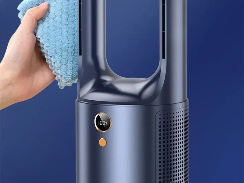 Electric Rechargeable Fan Bladeless Floor Standing Fan Cooling Child Safety Tower 2000mAh Fan Household Air Cooler 6 Gears