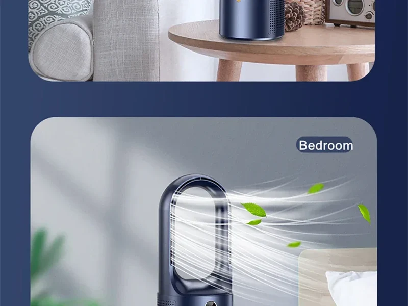 Electric Rechargeable Fan Bladeless Floor Standing Fan Cooling Child Safety Tower 2000mAh Fan Household Air Cooler 6 Gears